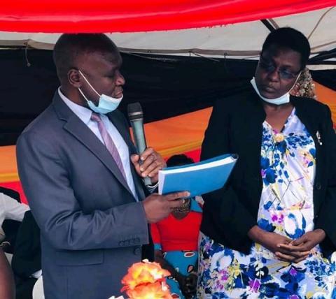 Retiring CAO Mr. Sande Christopher  hands over Report to Incoming CAO Madam Dorothy (08th Oct 2020)